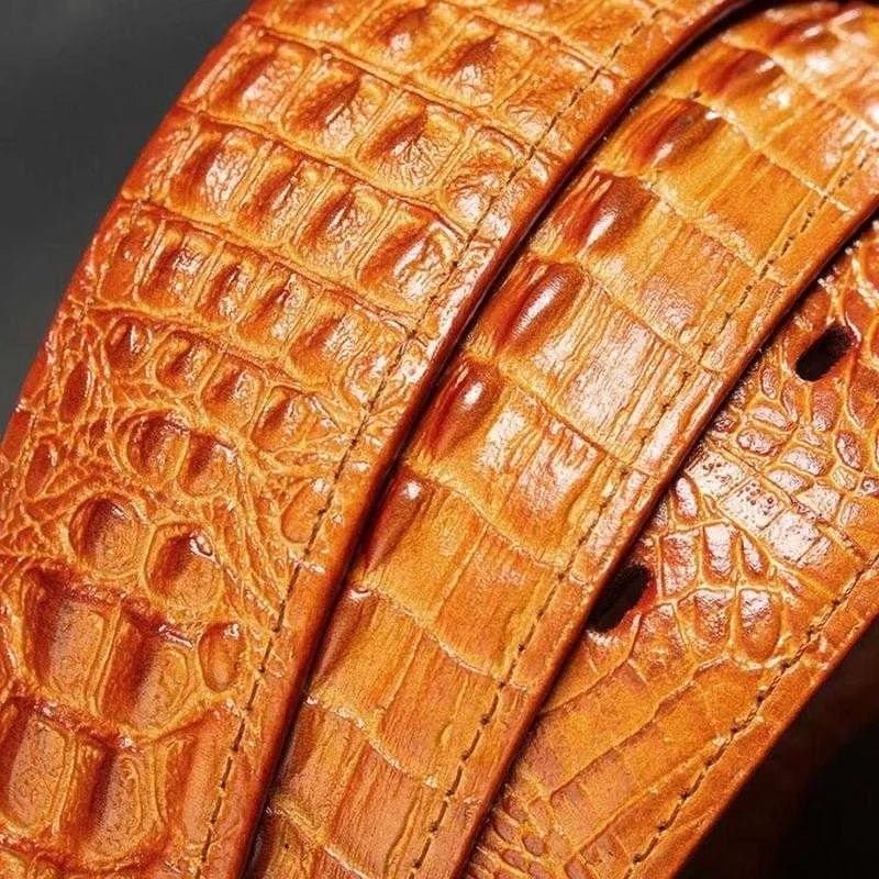 Bælter Til Mænd Med Eksotisk Alligator-print I Læder - Orange