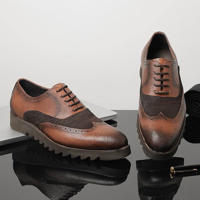 Formelle Sko Herre Alligator Luxury Wingtip Brogue Fritidssko - Kaffe