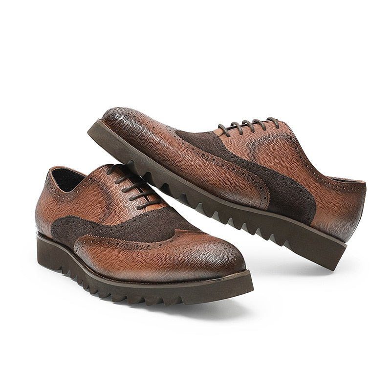 Formelle Sko Herre Alligator Luxury Wingtip Brogue Fritidssko - Kaffe