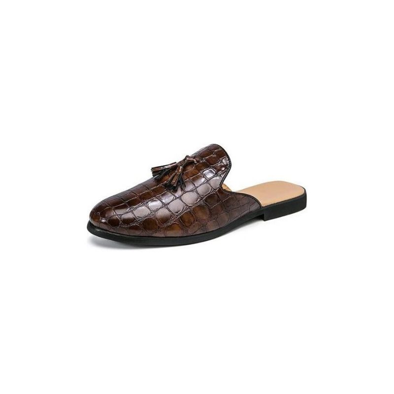 Formelle Sko Herre Chic Komfortable Krokodille Mønster Slip-on Mules - Kaffe