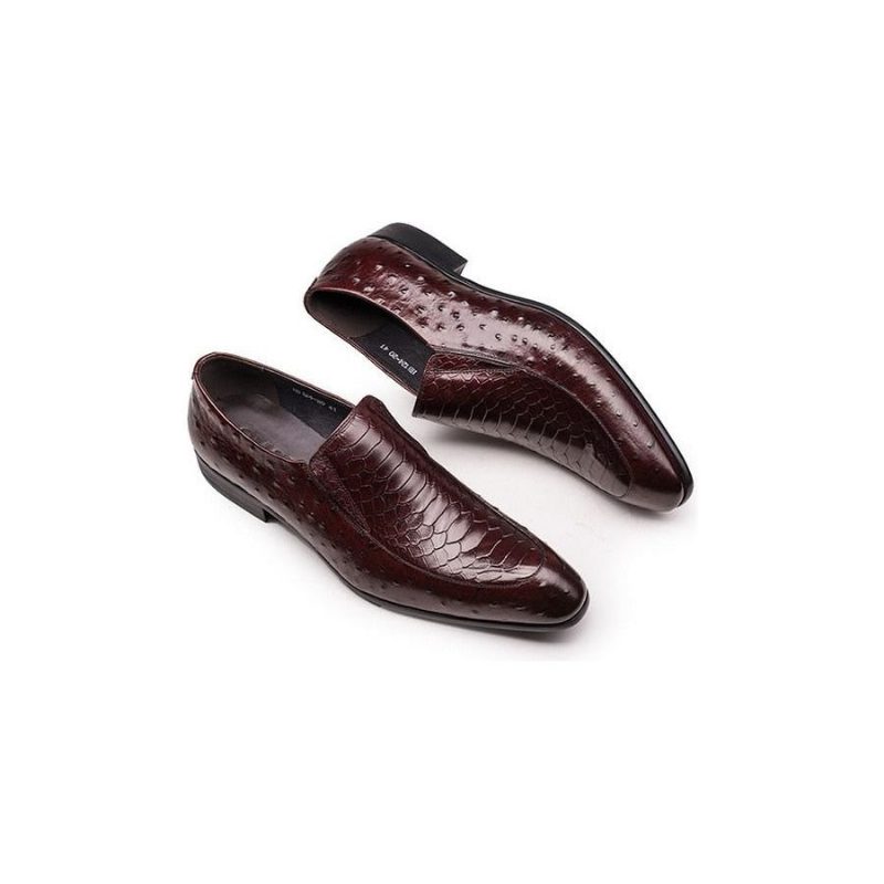 Formelle Sko Herre Croc Texture Læder Slip-on Oxford Brogues - Rød