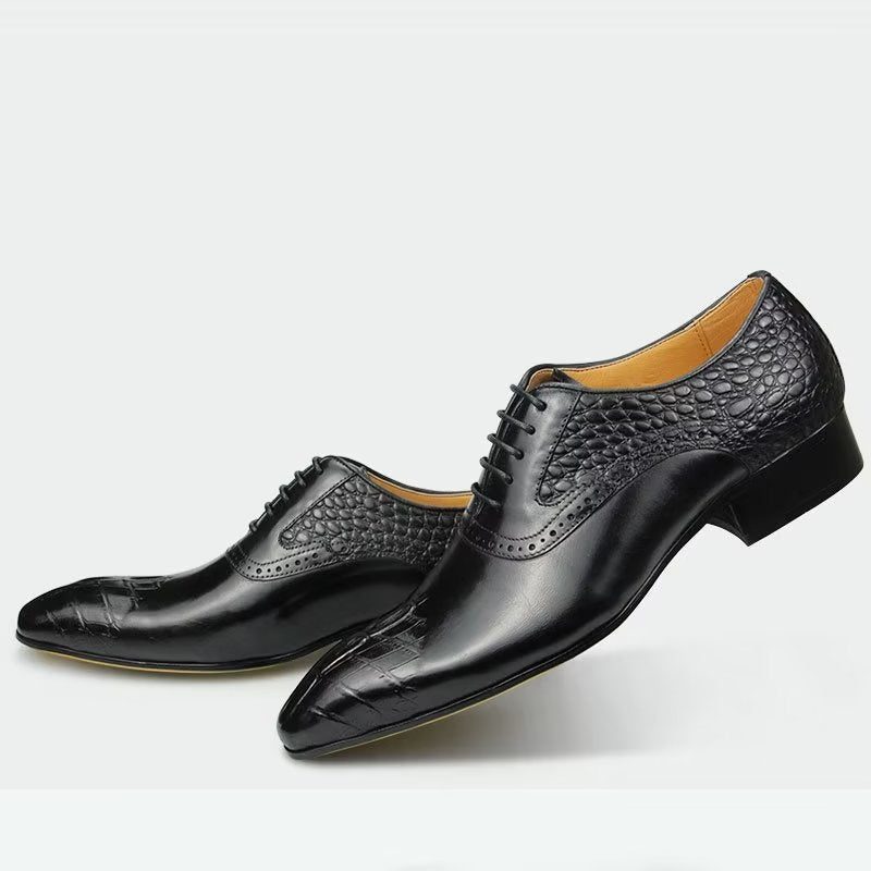 Formelle Sko Herre Deluxe Læder Overdådige Brogue Nuptial Oxford - Sort