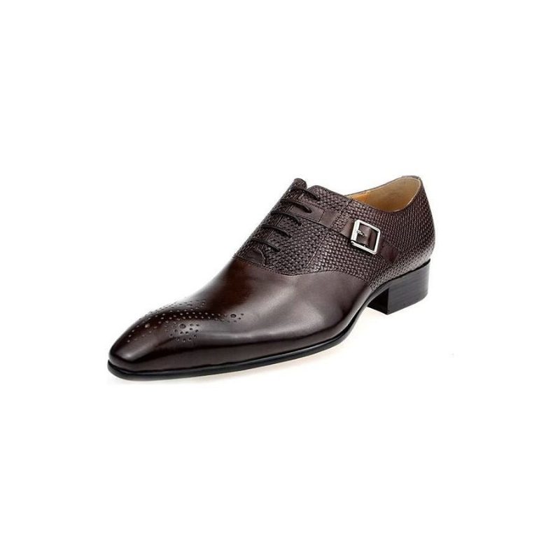 Formelle Sko Herre Elegant Groom Brogue Læder Snøresko - Kaffe