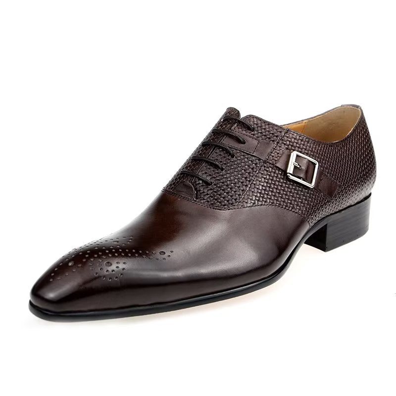 Formelle Sko Herre Elegant Groom Brogue Læder Snøresko - Kaffe