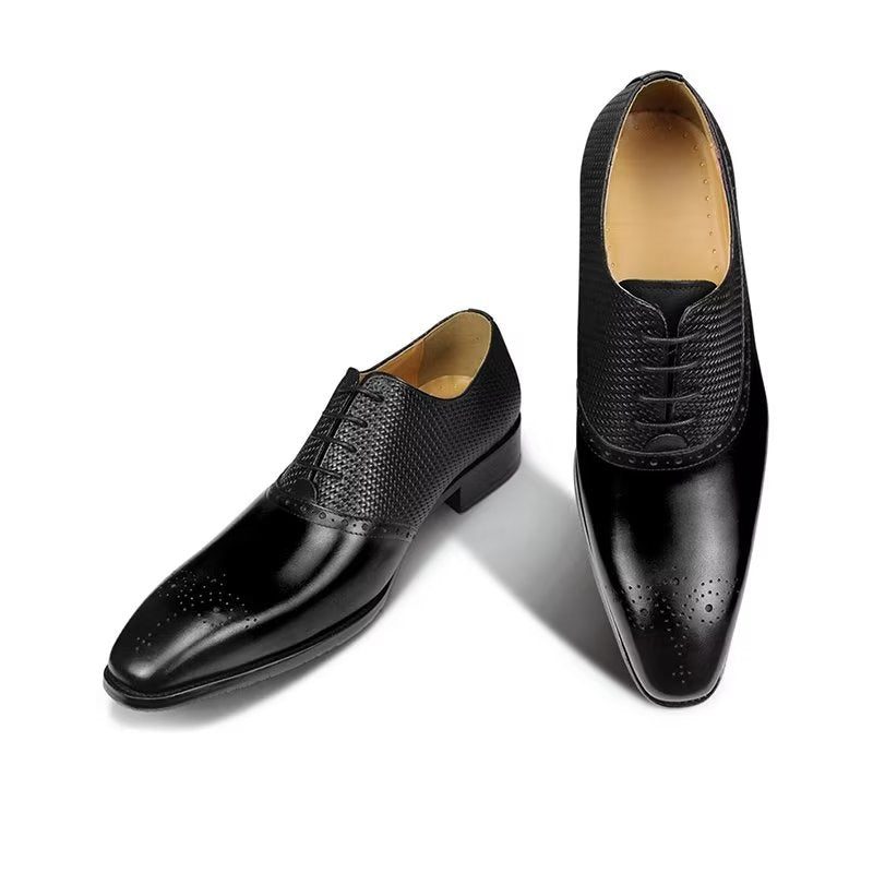 Formelle Sko Herre Elegant Groom Brogue Læder Snøresko - Sort