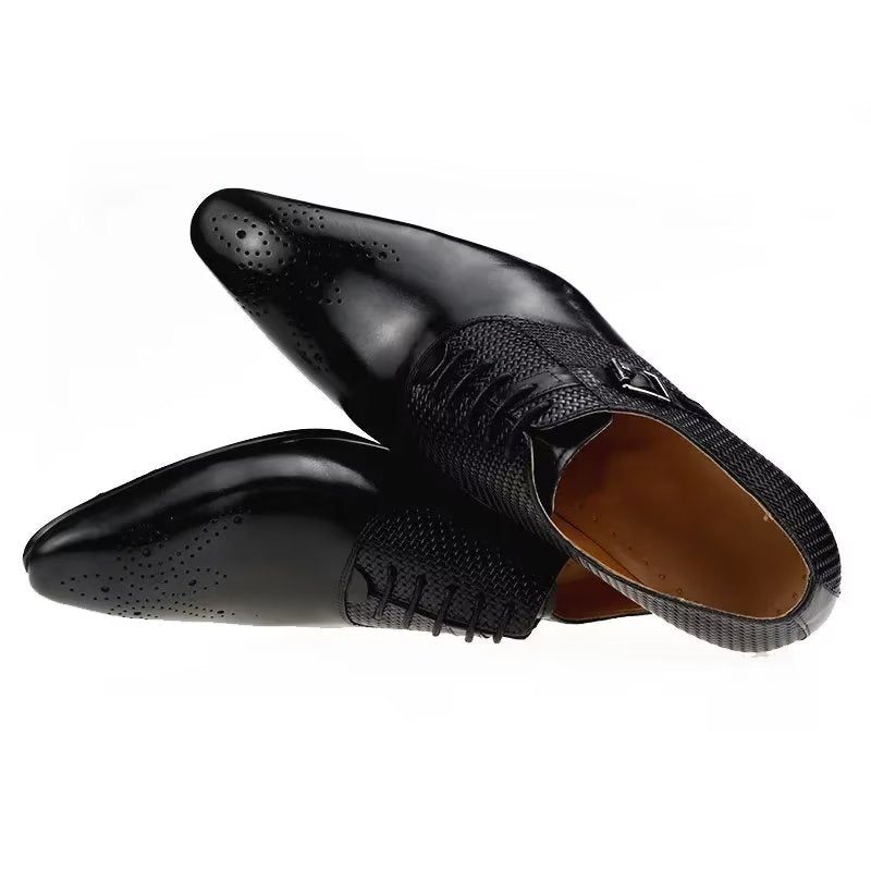 Formelle Sko Herre Elegant Groom Brogue Læder Snøresko - Sort