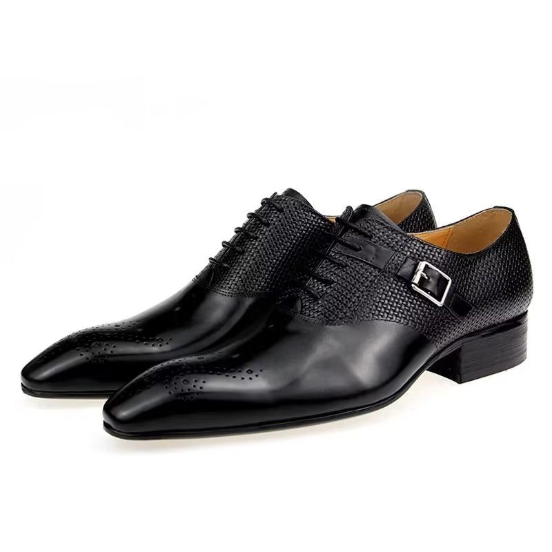 Formelle Sko Herre Elegant Groom Brogue Læder Snøresko - Sort