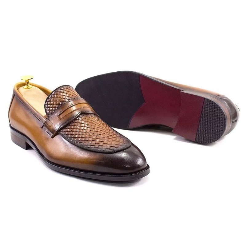 Formelle Sko Herre Elegant Klassisk Læder Brogue Slip-ons - Brun