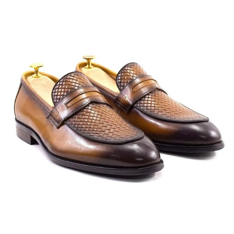 Formelle Sko Herre Elegant Klassisk Læder Brogue Slip-ons - Brun