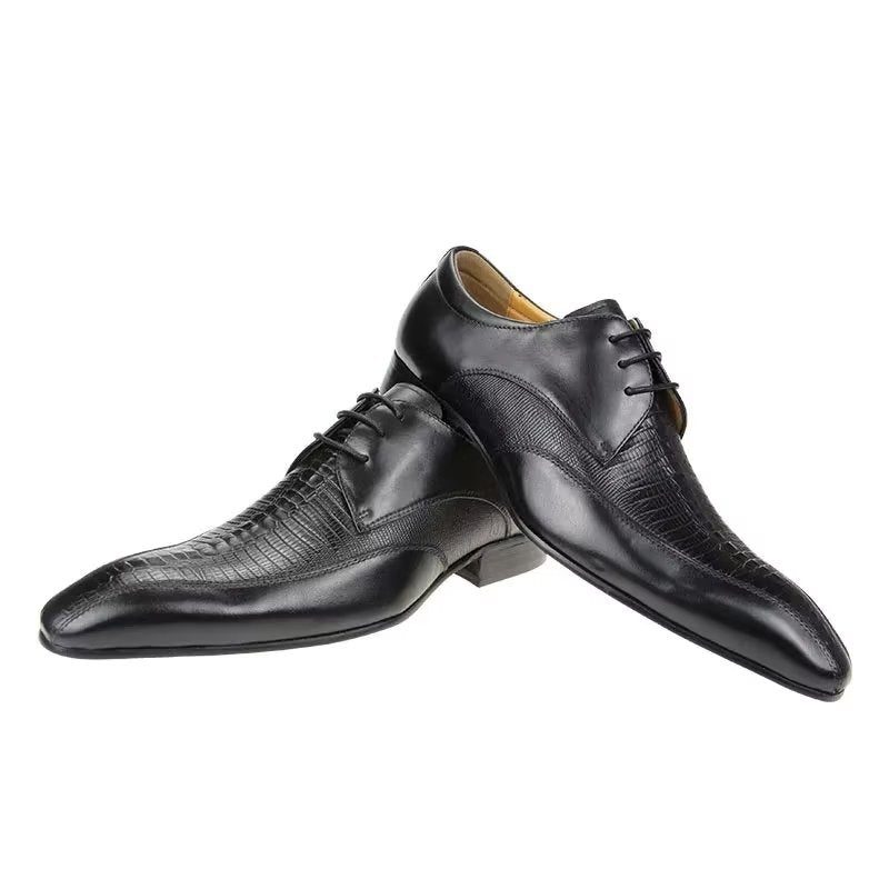 Formelle Sko Herre Elegant Krokodillelæder Luksus Brogue Oxford - Sort