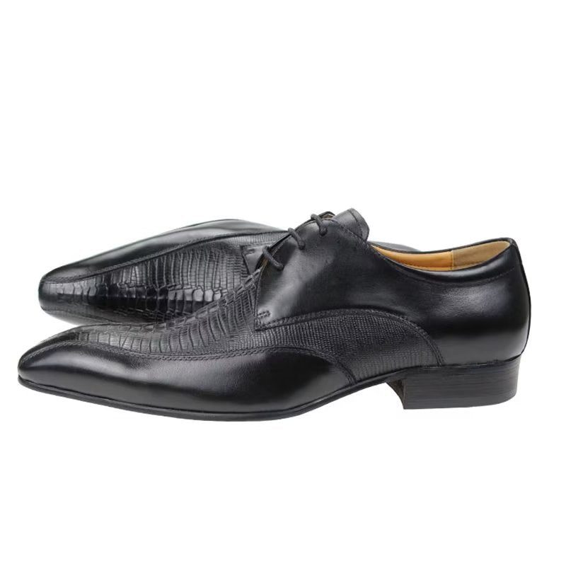 Formelle Sko Herre Elegant Krokodillelæder Luksus Brogue Oxford - Sort