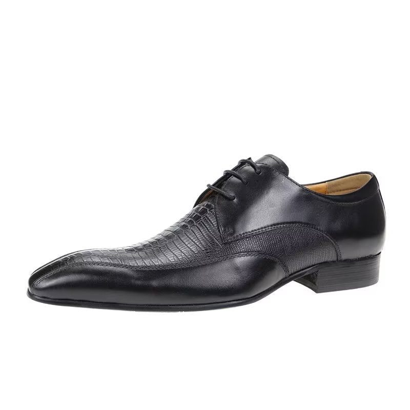 Formelle Sko Herre Elegant Krokodillelæder Luksus Brogue Oxford - Sort