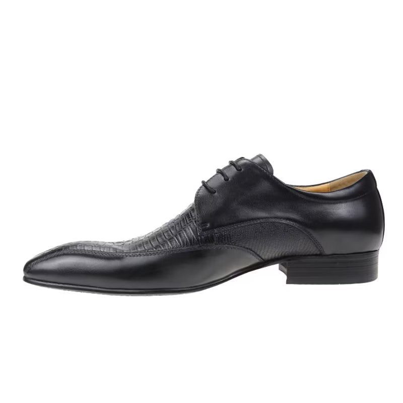 Formelle Sko Herre Elegant Krokodillelæder Luksus Brogue Oxford - Sort