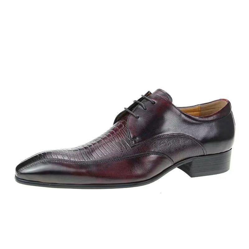 Formelle Sko Herre Elegant Krokodillelæder Luksus Brogue Oxford - Rød