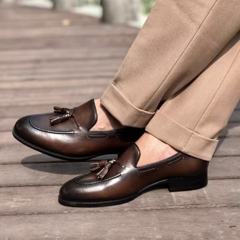 Formelle Sko Herre Elegant Kvast Brogue-stil Oxford-lædersko - Kaffe