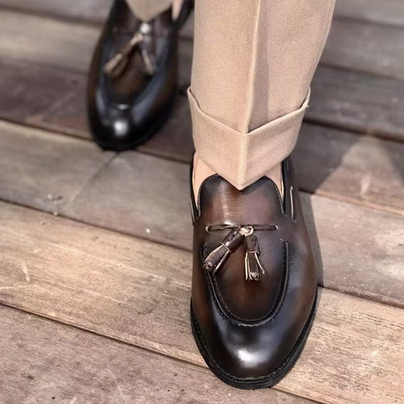 Formelle Sko Herre Elegant Kvast Brogue-stil Oxford-lædersko - Kaffe