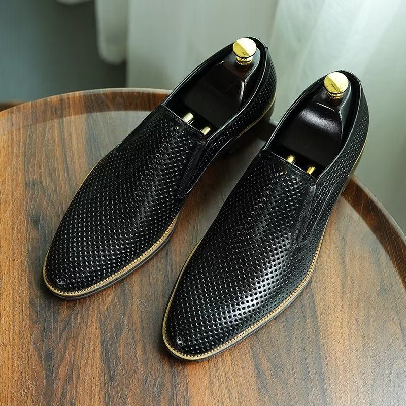 Formelle Sko Herre Elegant Læder Brogue Style Bryllup Slip-ons - Sort