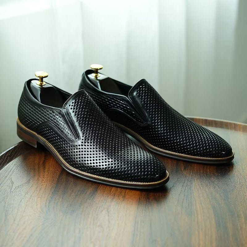 Formelle Sko Herre Elegant Læder Brogue Style Bryllup Slip-ons - Sort