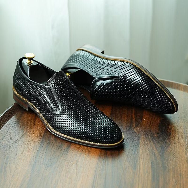 Formelle Sko Herre Elegant Læder Brogue Style Bryllup Slip-ons - Sort