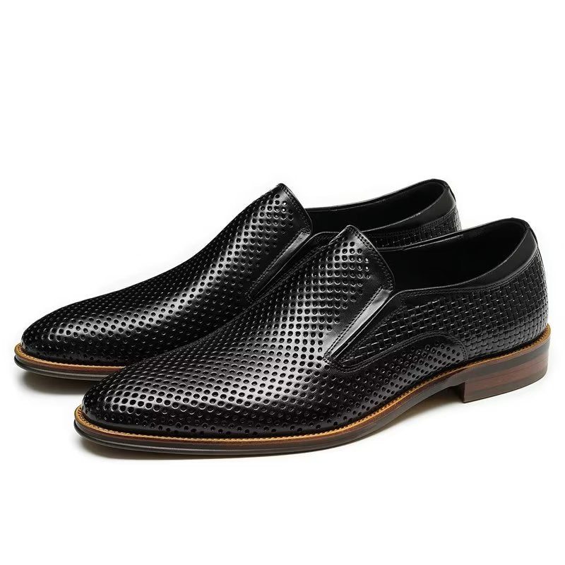 Formelle Sko Herre Elegant Læder Brogue Style Bryllup Slip-ons - Sort