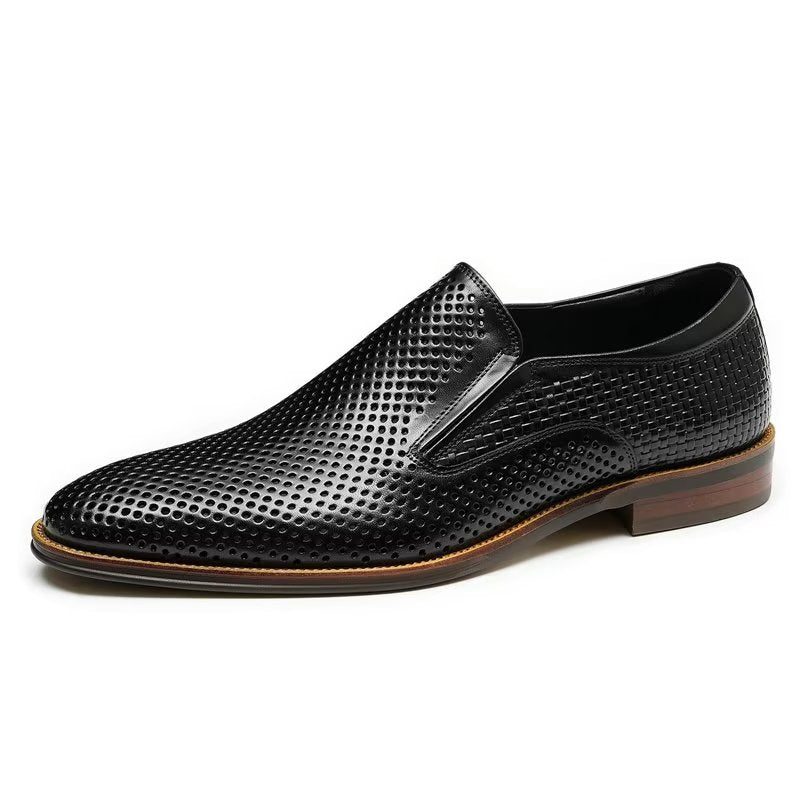 Formelle Sko Herre Elegant Læder Brogue Style Bryllup Slip-ons - Sort