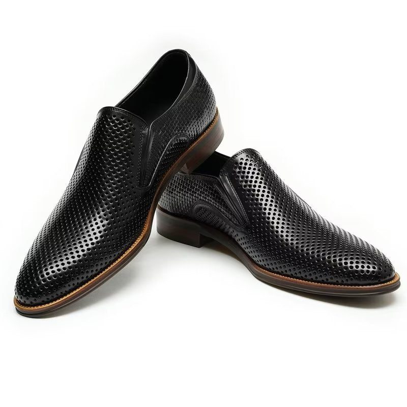 Formelle Sko Herre Elegant Læder Brogue Style Bryllup Slip-ons - Sort