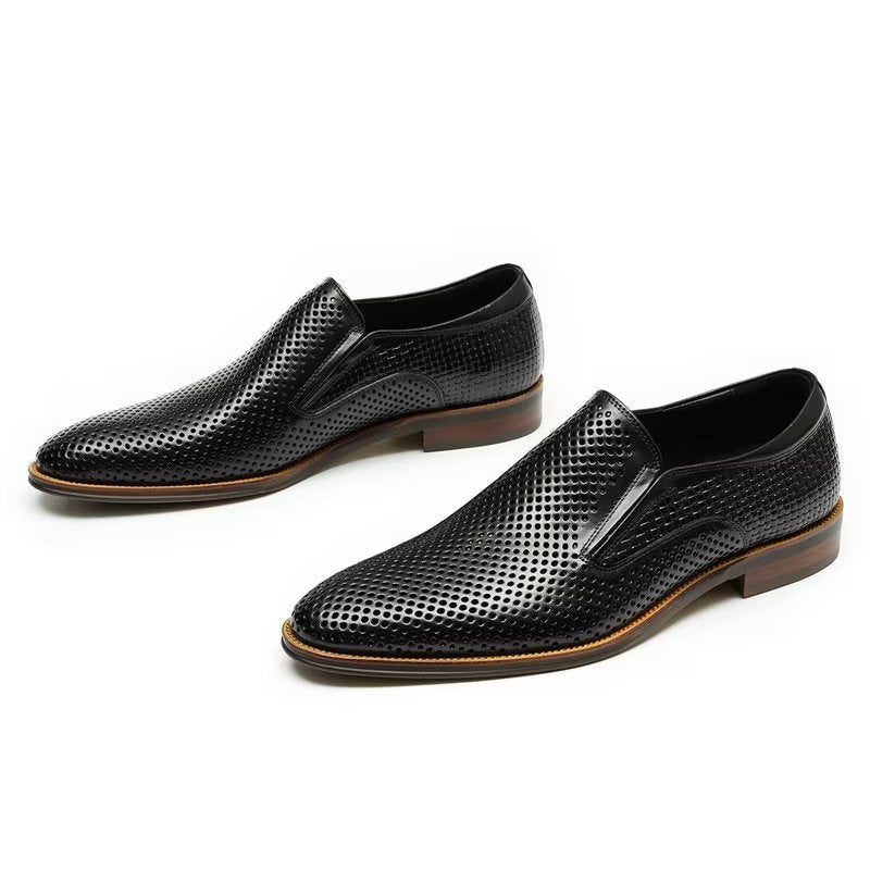 Formelle Sko Herre Elegant Læder Brogue Style Bryllup Slip-ons - Sort