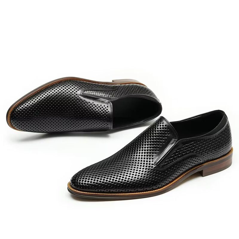 Formelle Sko Herre Elegant Læder Brogue Style Bryllup Slip-ons - Sort