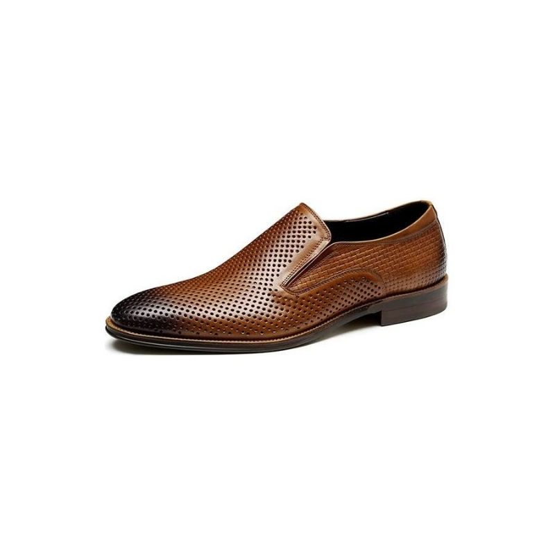 Formelle Sko Herre Elegant Læder Brogue Style Bryllup Slip-ons - Brun