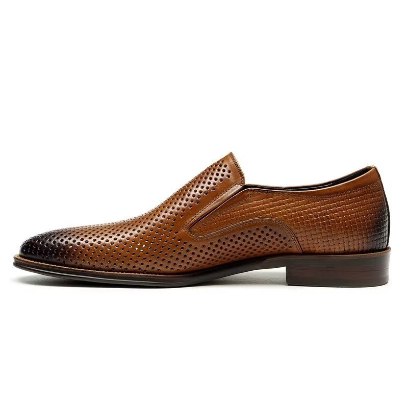 Formelle Sko Herre Elegant Læder Brogue Style Bryllup Slip-ons - Brun