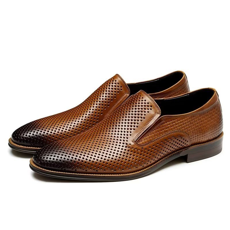 Formelle Sko Herre Elegant Læder Brogue Style Bryllup Slip-ons - Brun