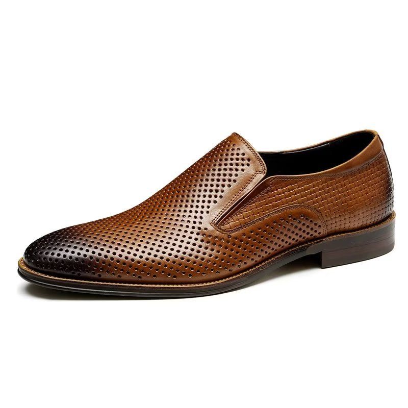 Formelle Sko Herre Elegant Læder Brogue Style Bryllup Slip-ons - Brun