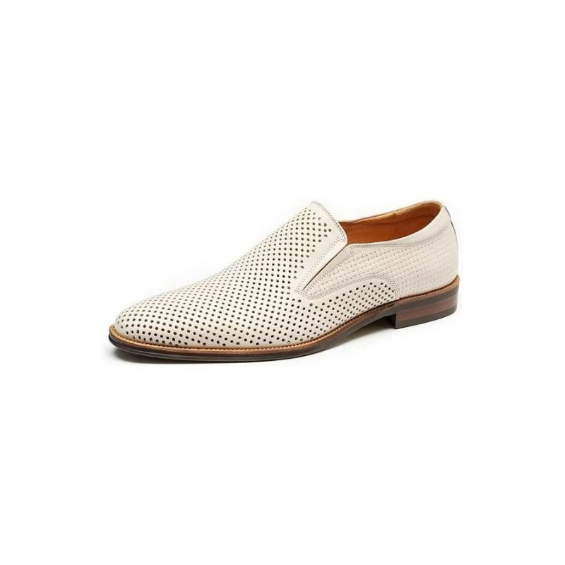 Formelle Sko Herre Elegant Læder Brogue Style Bryllup Slip-ons - Hvid