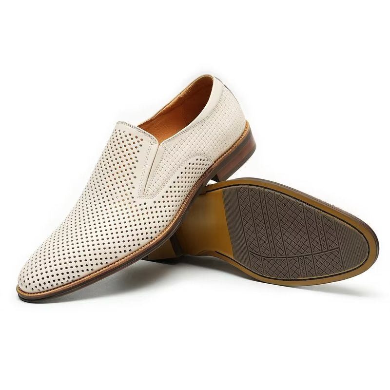 Formelle Sko Herre Elegant Læder Brogue Style Bryllup Slip-ons - Hvid