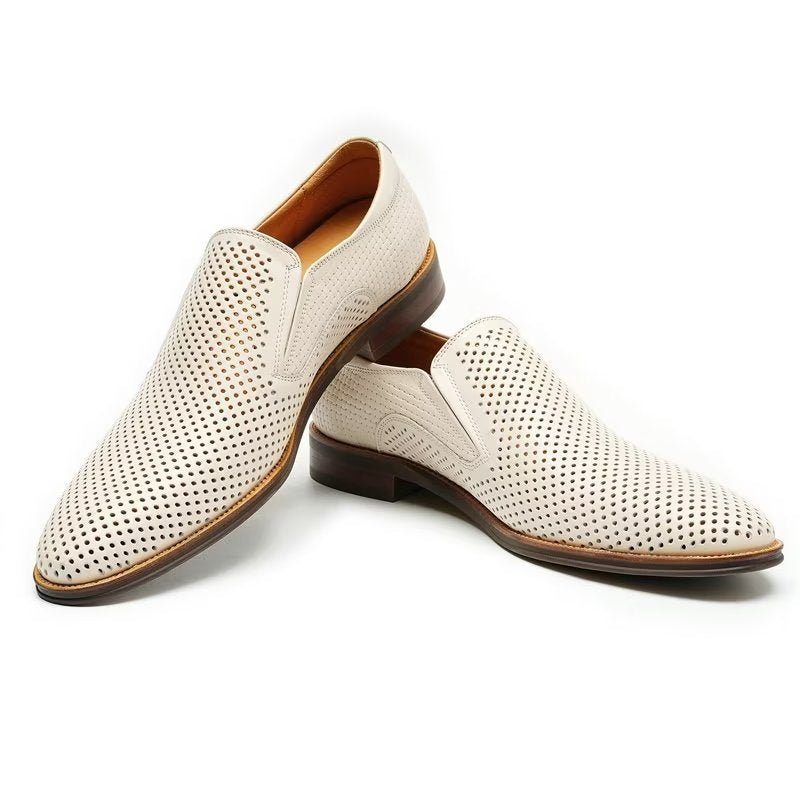 Formelle Sko Herre Elegant Læder Brogue Style Bryllup Slip-ons - Hvid