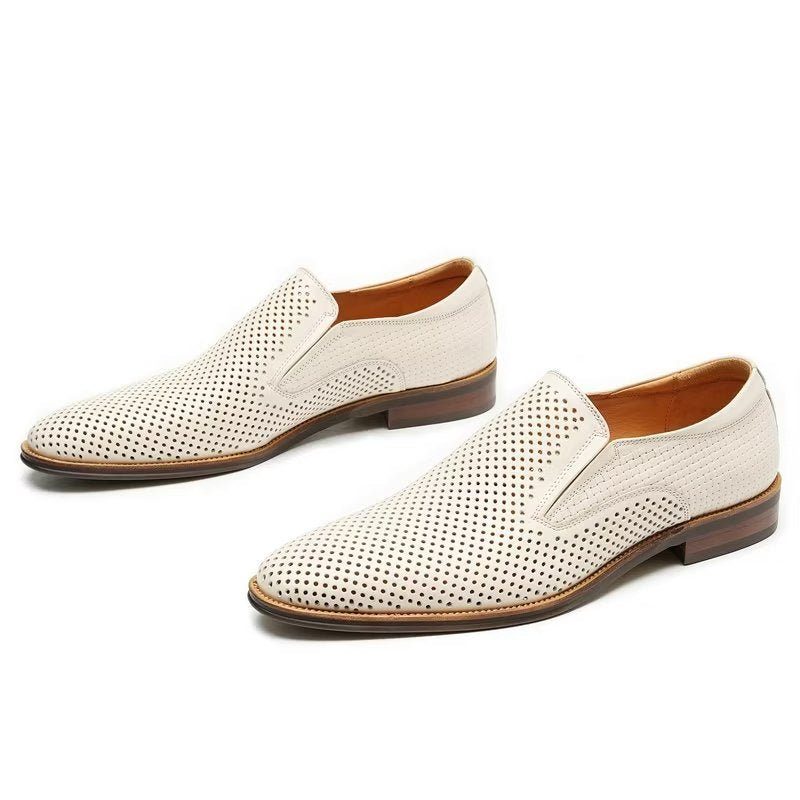 Formelle Sko Herre Elegant Læder Brogue Style Bryllup Slip-ons - Hvid