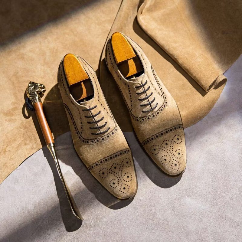 Formelle Sko Herre Elegant Tekstur Snøre-kjole Brogues - Beige