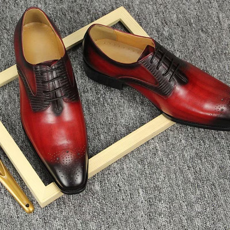 Formelle Sko Herre Elegante Bryllup Brogues - Rød