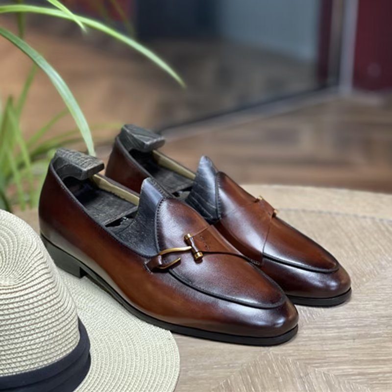 Formelle Sko Herre Klassiske Brogue Slip-ons - Brun