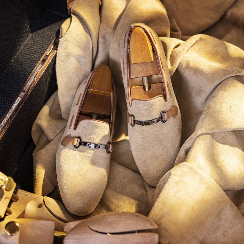 Formelle Sko Herre Klassiske Læder Slip-on Business Loafers - Beige