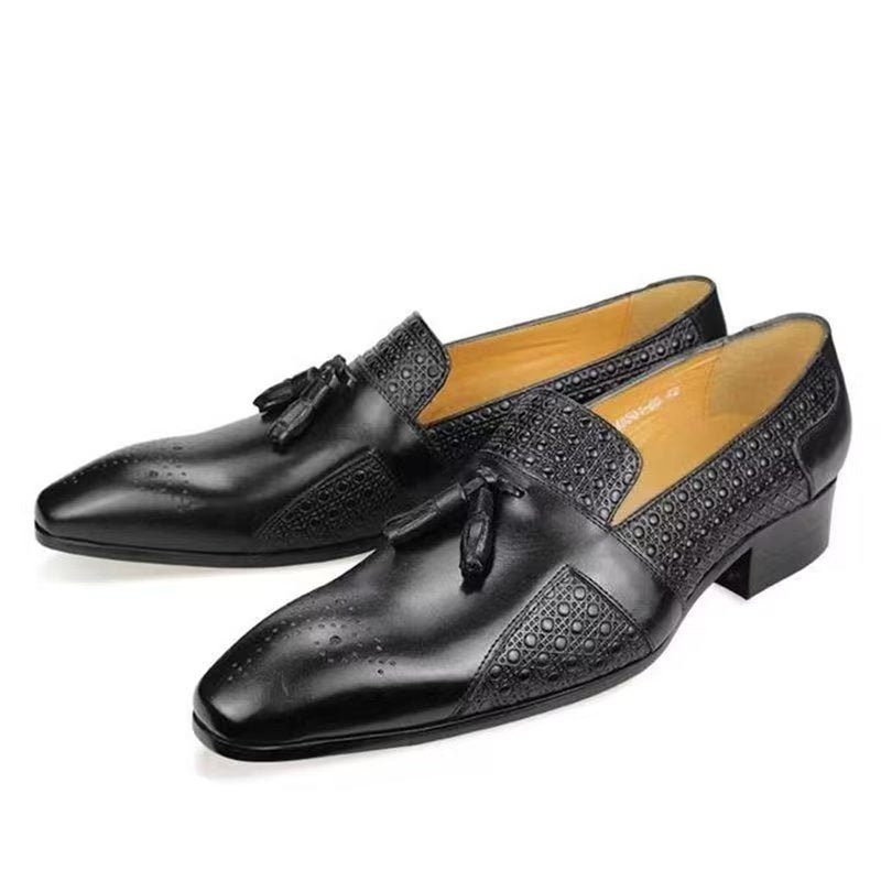 Formelle Sko Herre Læder Brogue Oxford Wedding Loafers - Sort