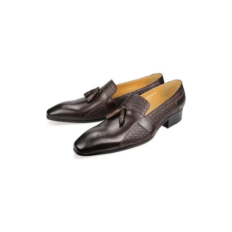 Formelle Sko Herre Læder Brogue Oxford Wedding Loafers - Kaffe