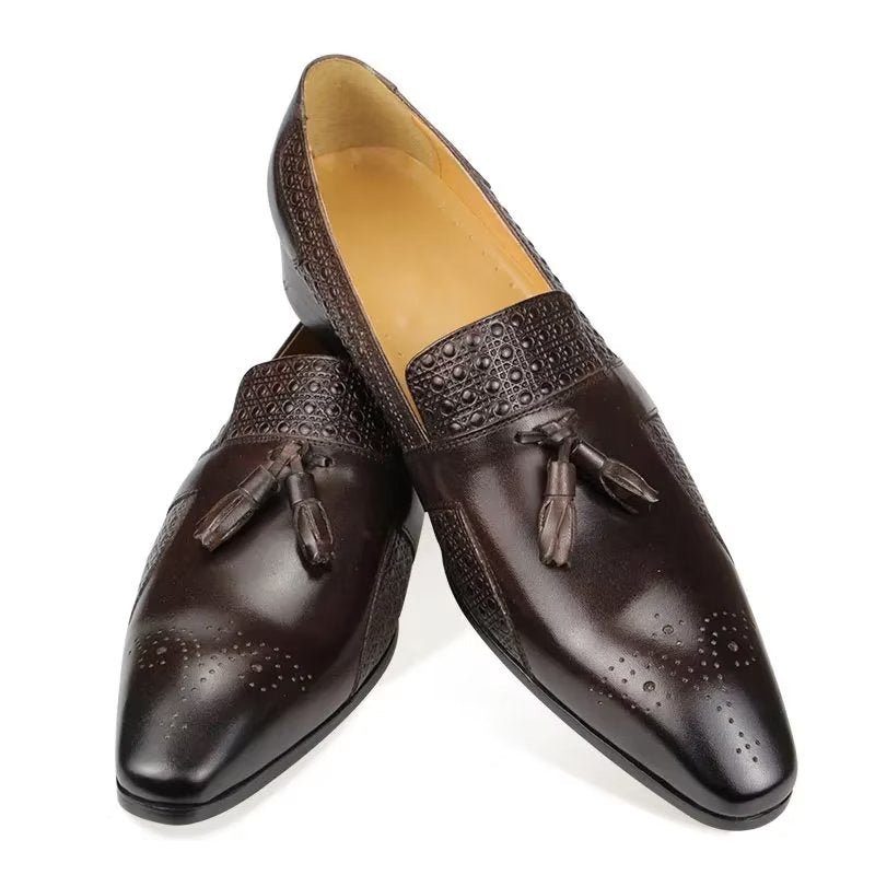 Formelle Sko Herre Læder Brogue Oxford Wedding Loafers - Kaffe