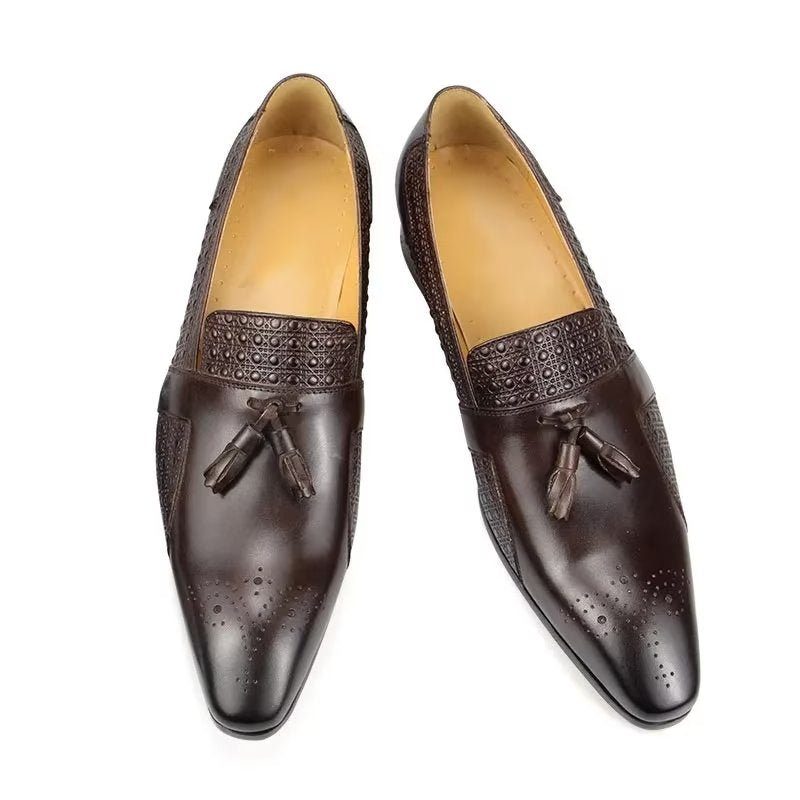 Formelle Sko Herre Læder Brogue Oxford Wedding Loafers - Kaffe