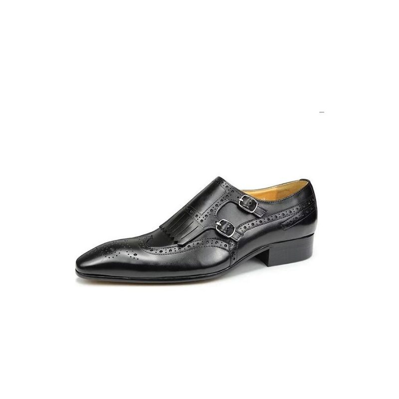 Formelle Sko Herre Læder Luksus Metal Elegante Brogue Bryllupssko - Sort