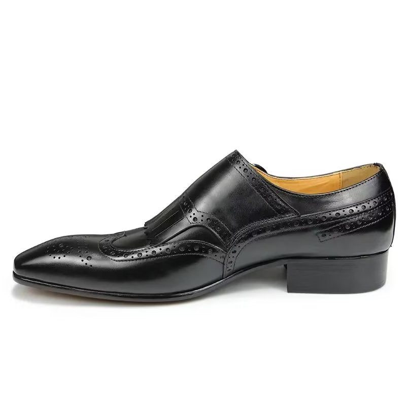 Formelle Sko Herre Læder Luksus Metal Elegante Brogue Bryllupssko - Sort