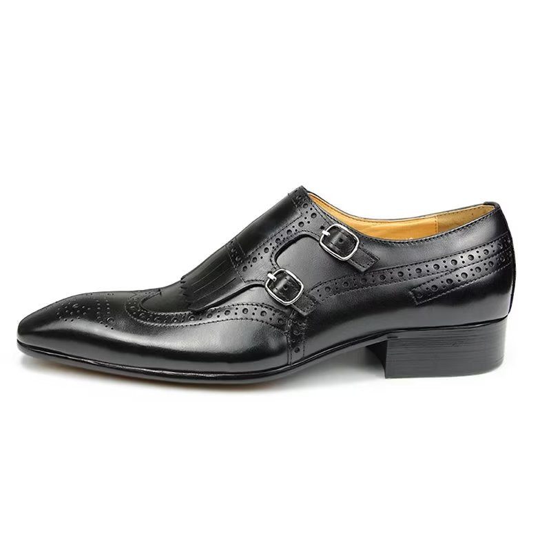 Formelle Sko Herre Læder Luksus Metal Elegante Brogue Bryllupssko - Sort