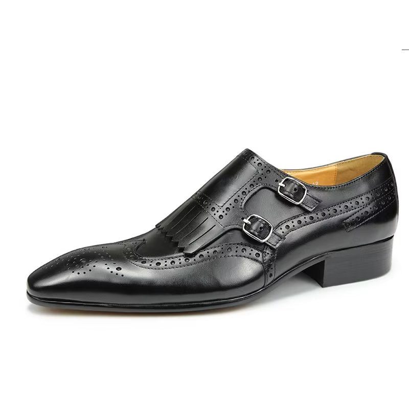 Formelle Sko Herre Læder Luksus Metal Elegante Brogue Bryllupssko - Sort