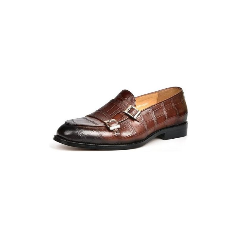 Formelle Sko Herre Med Eksotisk Tekstur Modish Monkstrap Dress - Kaffe