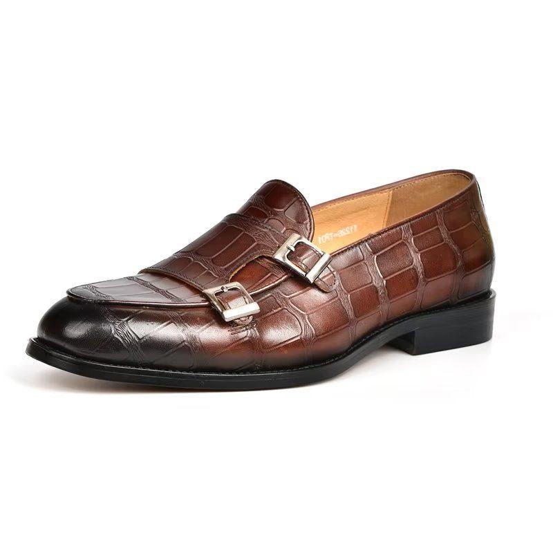 Formelle Sko Herre Med Eksotisk Tekstur Modish Monkstrap Dress - Kaffe